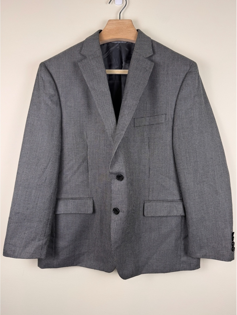 Lauren Ralph Lauren Men’s 44S Gray Micro Houndstooth Blazer Sport Coat Preppy